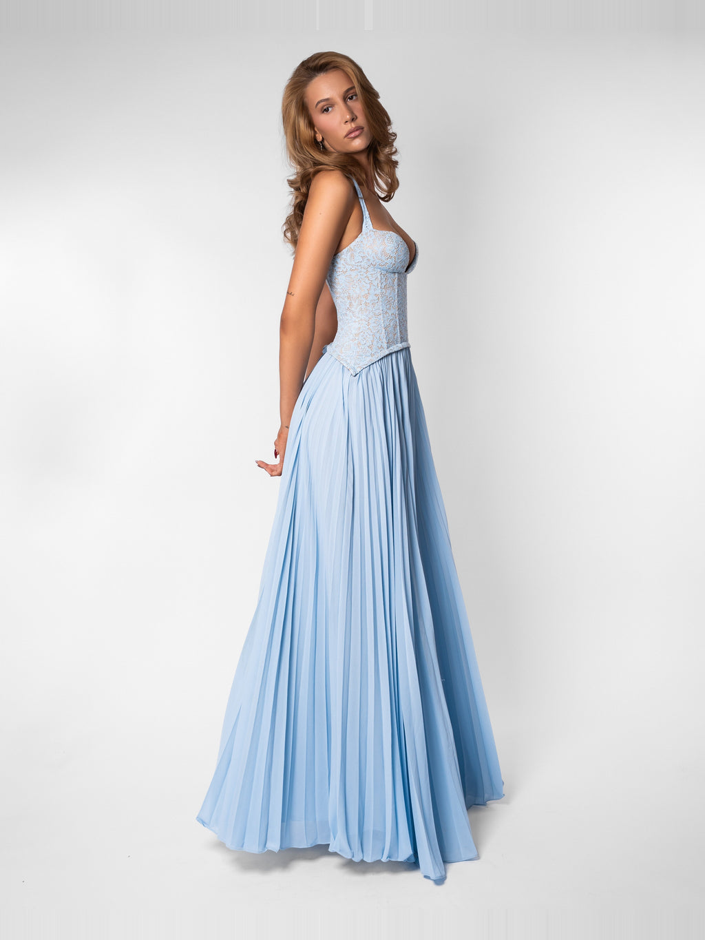 Gaia Halter Lace Corset Maxi Dress — Svelte Chic