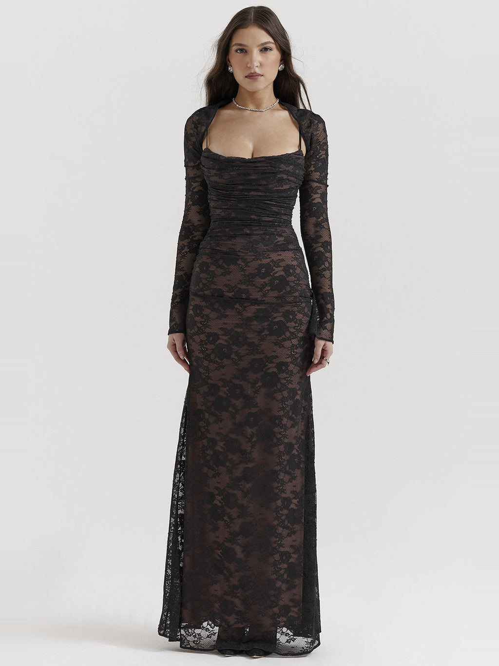 Artemis Corset Back Lace Maxi Dress — Svelte Chic