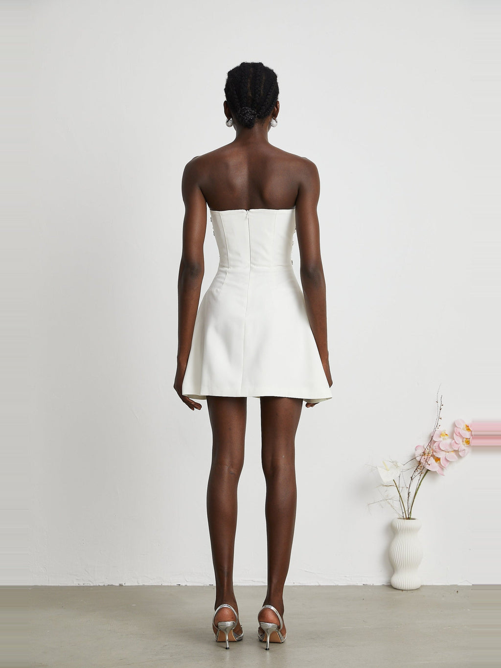Melisande Off-Shoulder Beaded Sleeveless Mini Gown — Svelte Chic