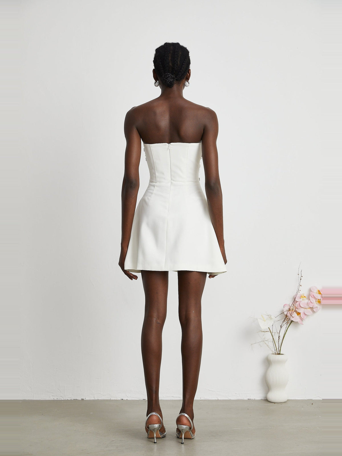 Melisande Off-Shoulder Beaded Sleeveless Mini Gown — Svelte Chic
