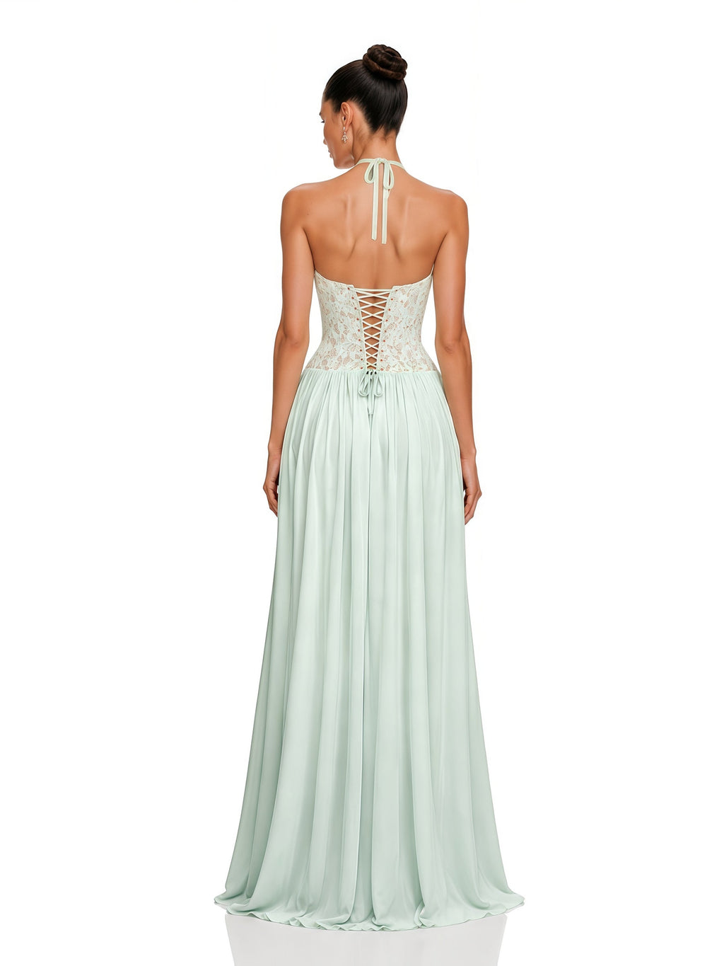 Joelle Halter Lace Corset Maxi Dress — Svelte Chic