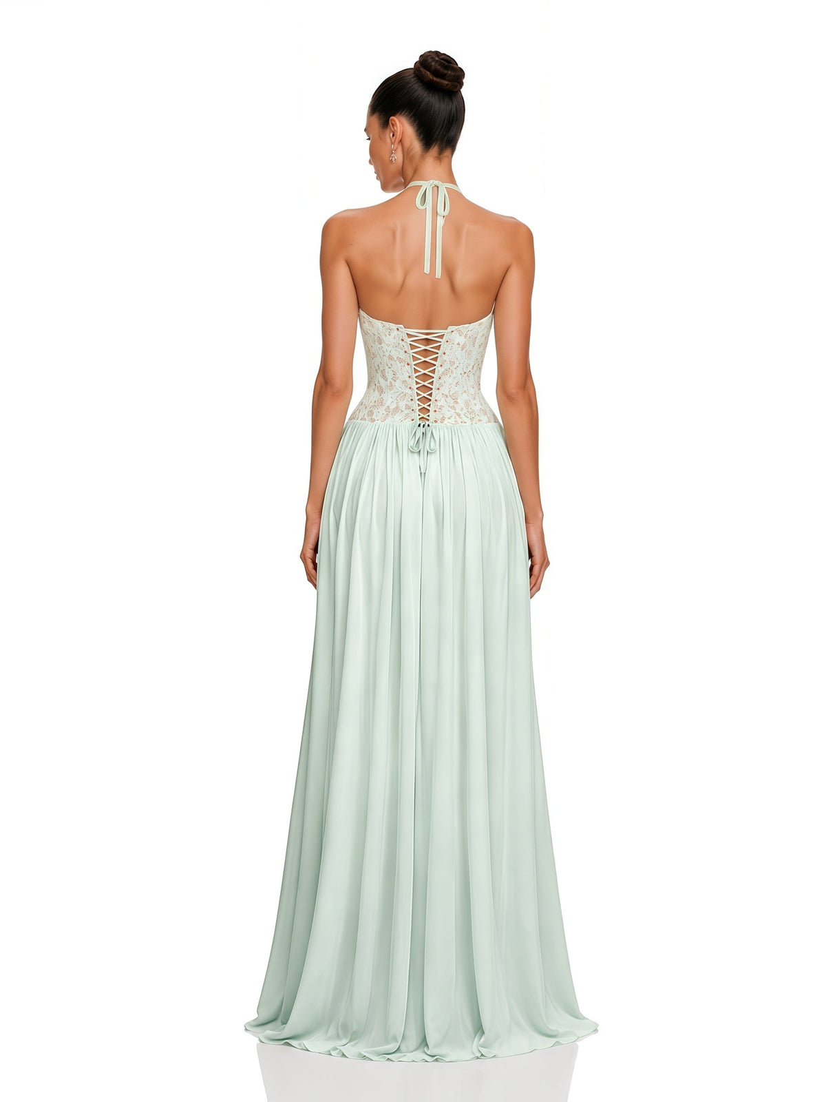 Joelle Halter Lace Corset Maxi Dress — Svelte Chic