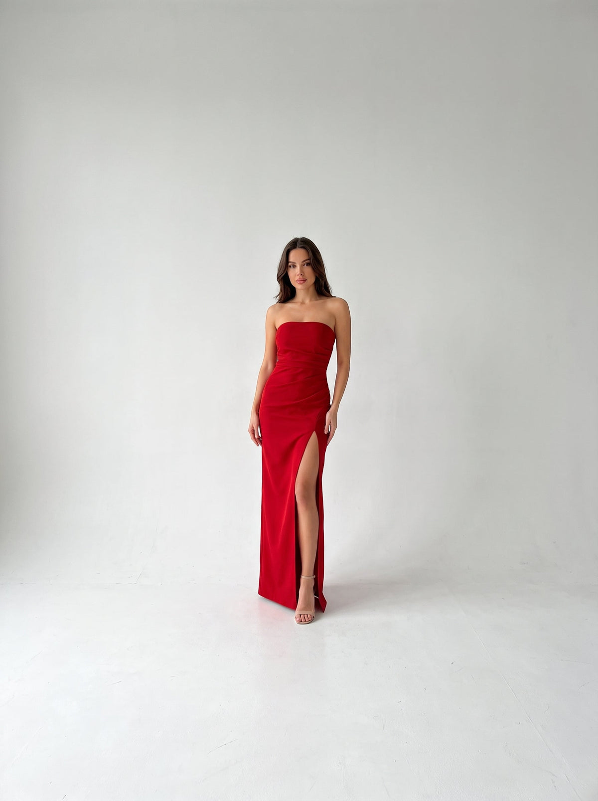 Safiya Draped Strapless Corset Maxi Dress — Svelte Chic