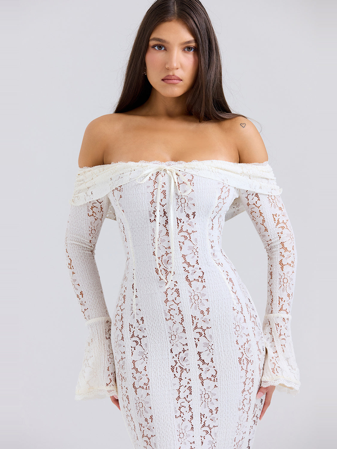 Belle Off Shoulder Floral Lace Maxi Dress — Svelte Chic