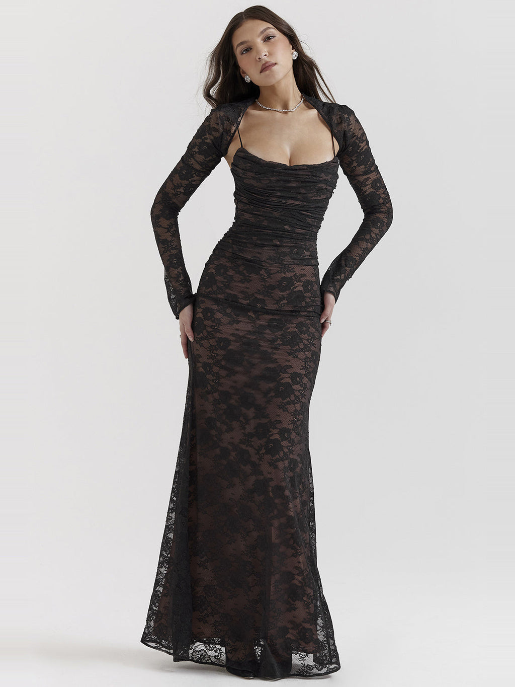 Artemis Corset Back Lace Maxi Dress — Svelte Chic