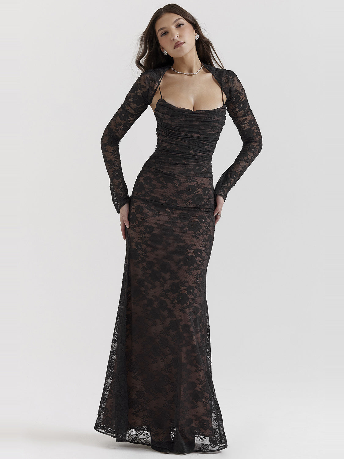 Artemis Corset Back Lace Maxi Dress — Svelte Chic