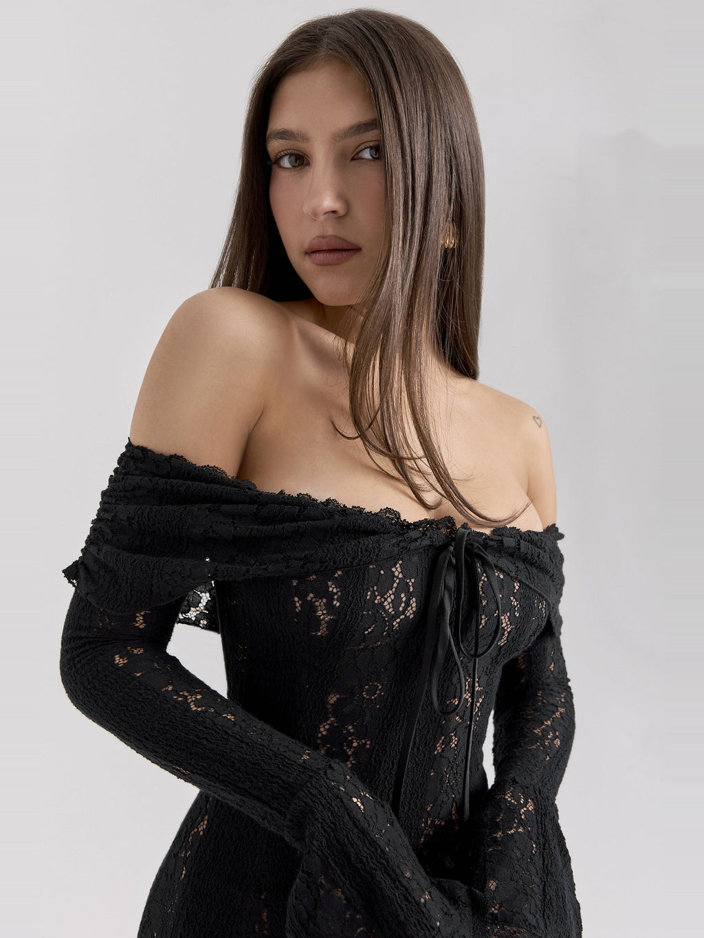 Sadie Floral Lace Off Shoulder Mini Dress — Svelte Chic