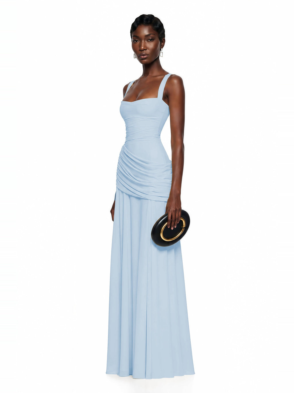 Sanne Gathered Corset Square Neck Maxi Dress — Svelte Chic