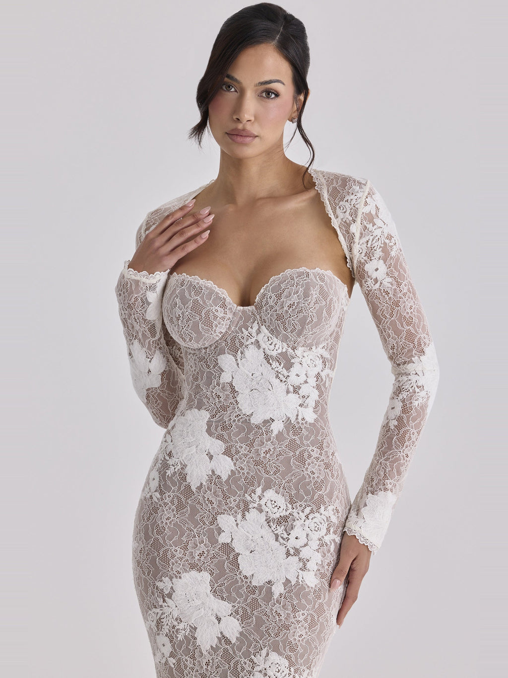 Lucienne Lace Corset Strapless Maxi Dress — Svelte Chic