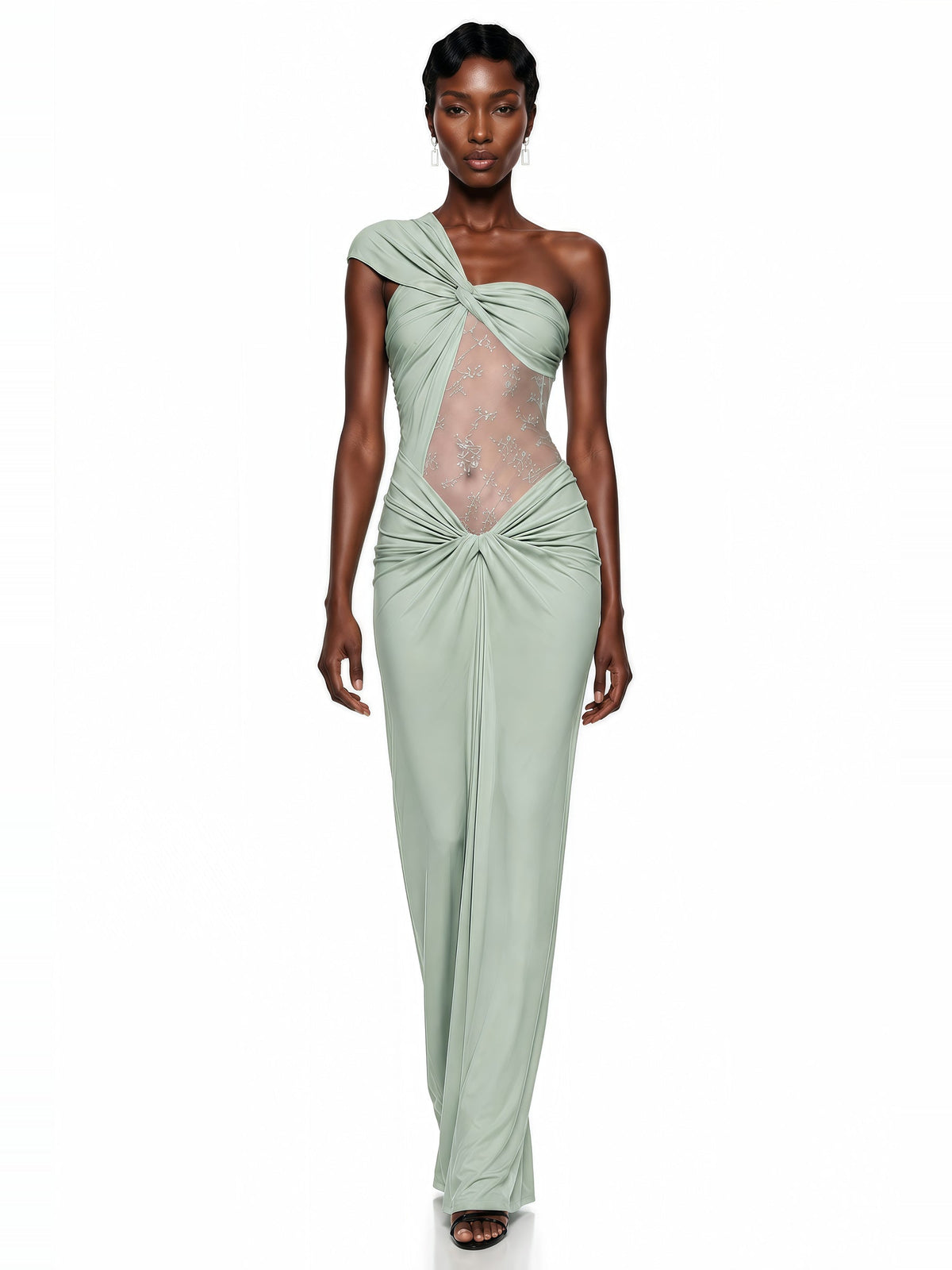 Tai One Shoulder Floral Lace Maxi Dress — Svelte Chic