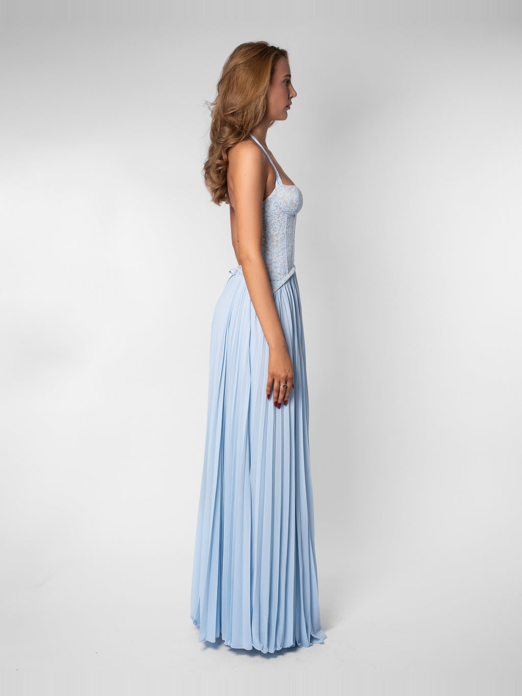 Gaia Halter Lace Corset Maxi Dress — Svelte Chic