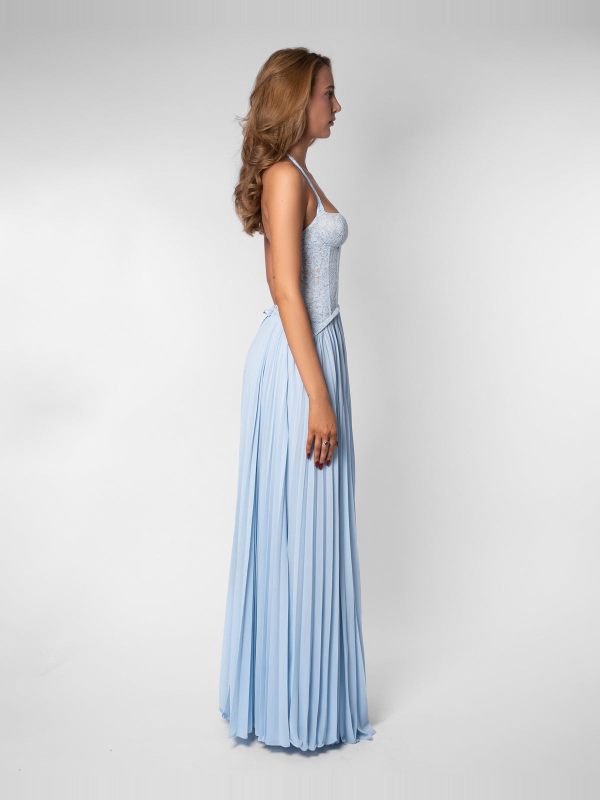 Gaia Halter Lace Corset Maxi Dress — Svelte Chic