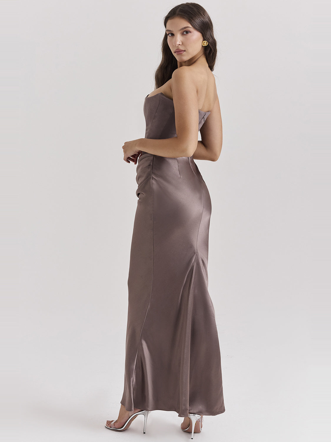 Persephone Strapless Corset Draped Maxi Dress — Svelte Chic