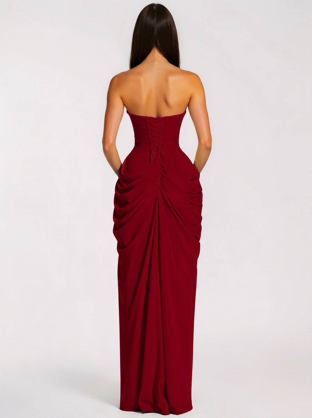Safiya Draped Strapless Corset Maxi Dress — Svelte Chic