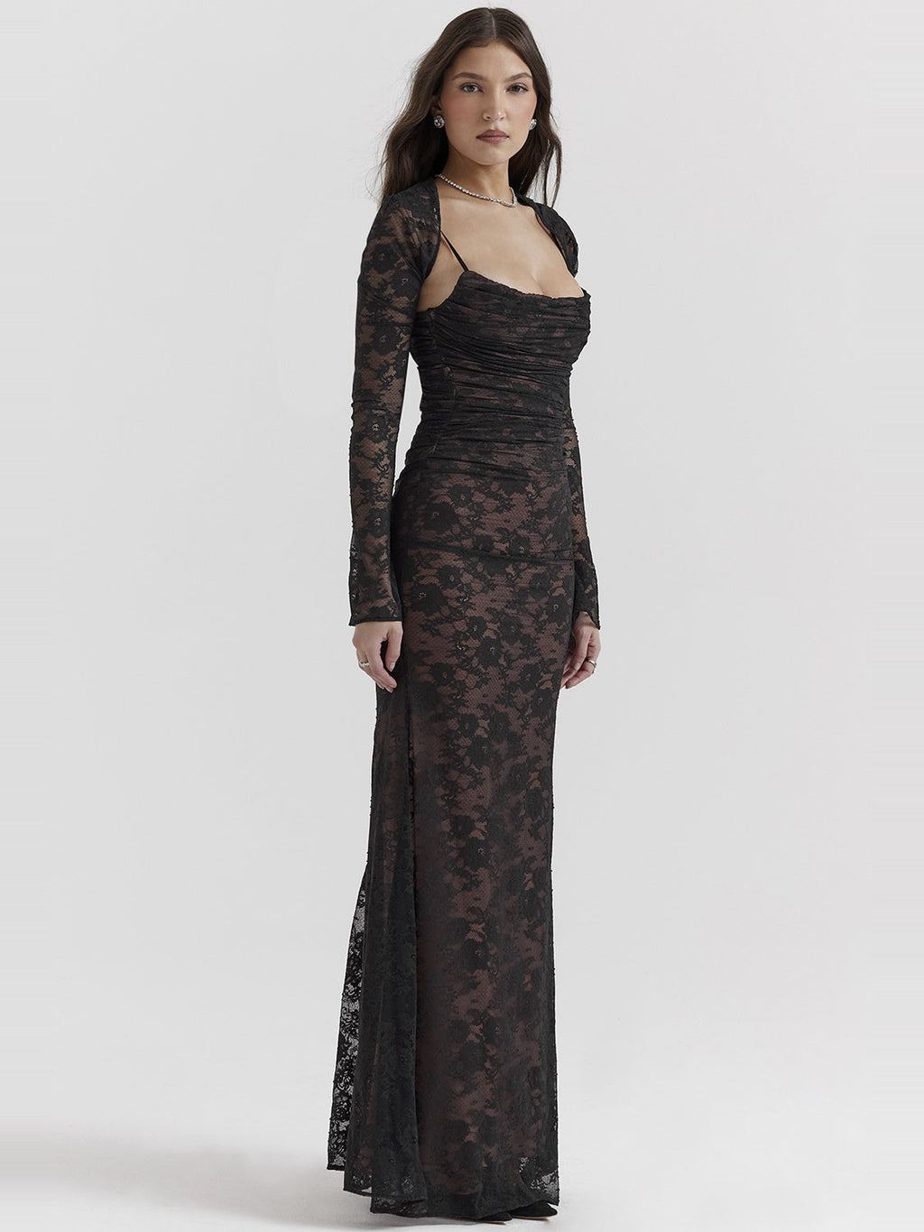 Artemis Corset Back Lace Maxi Dress — Svelte Chic