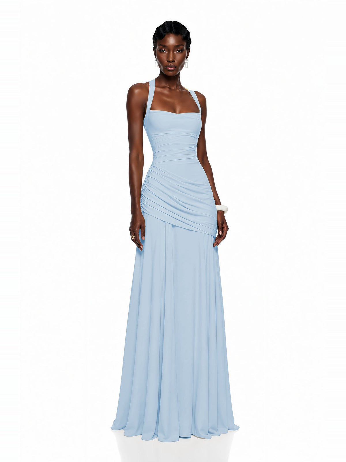 Sanne Gathered Corset Square Neck Maxi Dress — Svelte Chic