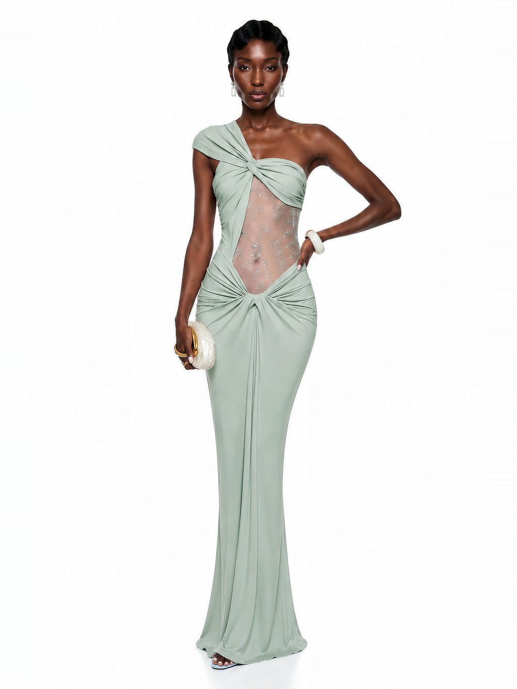 Tai One Shoulder Floral Lace Maxi Dress — Svelte Chic