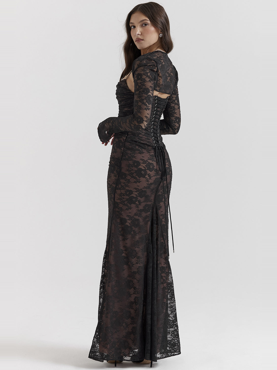 Artemis Corset Back Lace Maxi Dress — Svelte Chic