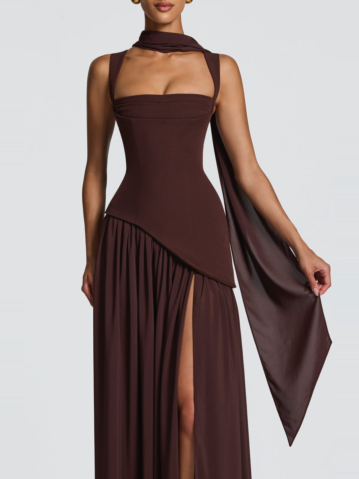Tullulah Square Neck Corset Maxi Dress with Slit — Svelte Chic