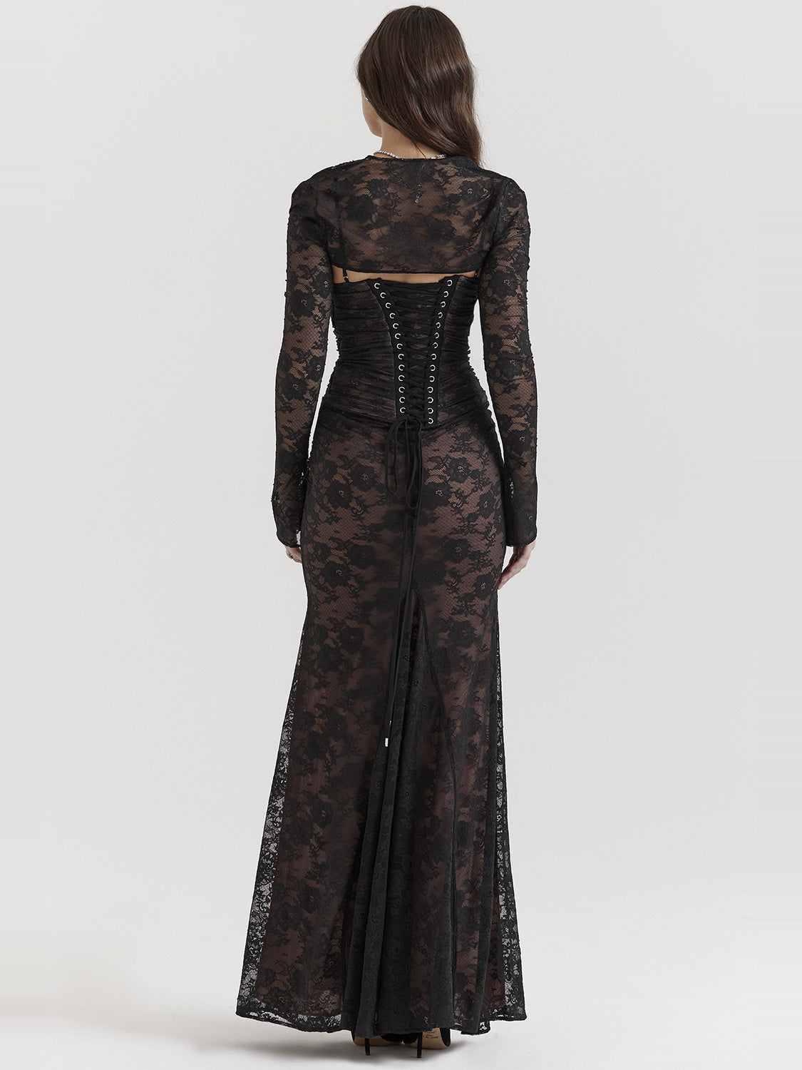 Artemis Corset Back Lace Maxi Dress — Svelte Chic