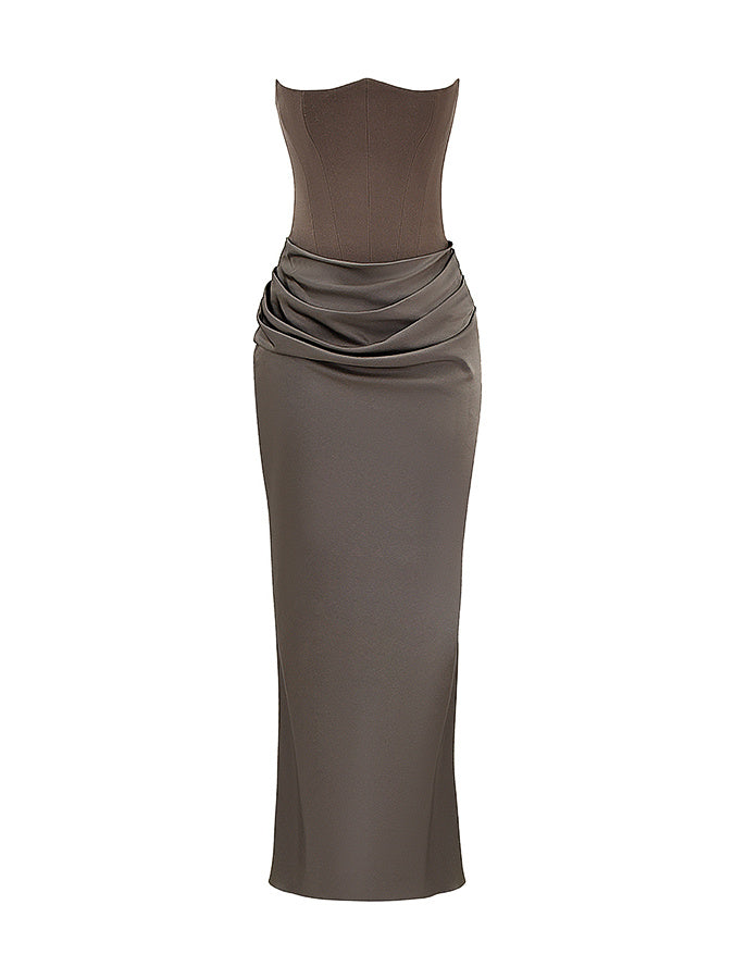 Persephone Strapless Corset Draped Maxi Dress — Svelte Chic