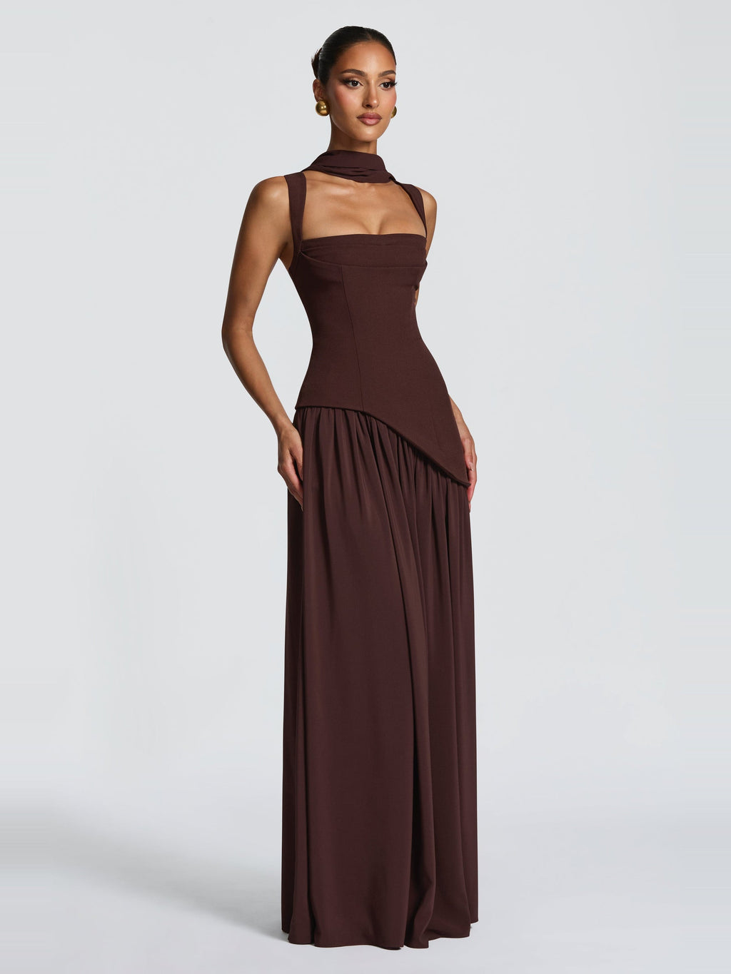 Tullulah Square Neck Corset Maxi Dress with Slit — Svelte Chic