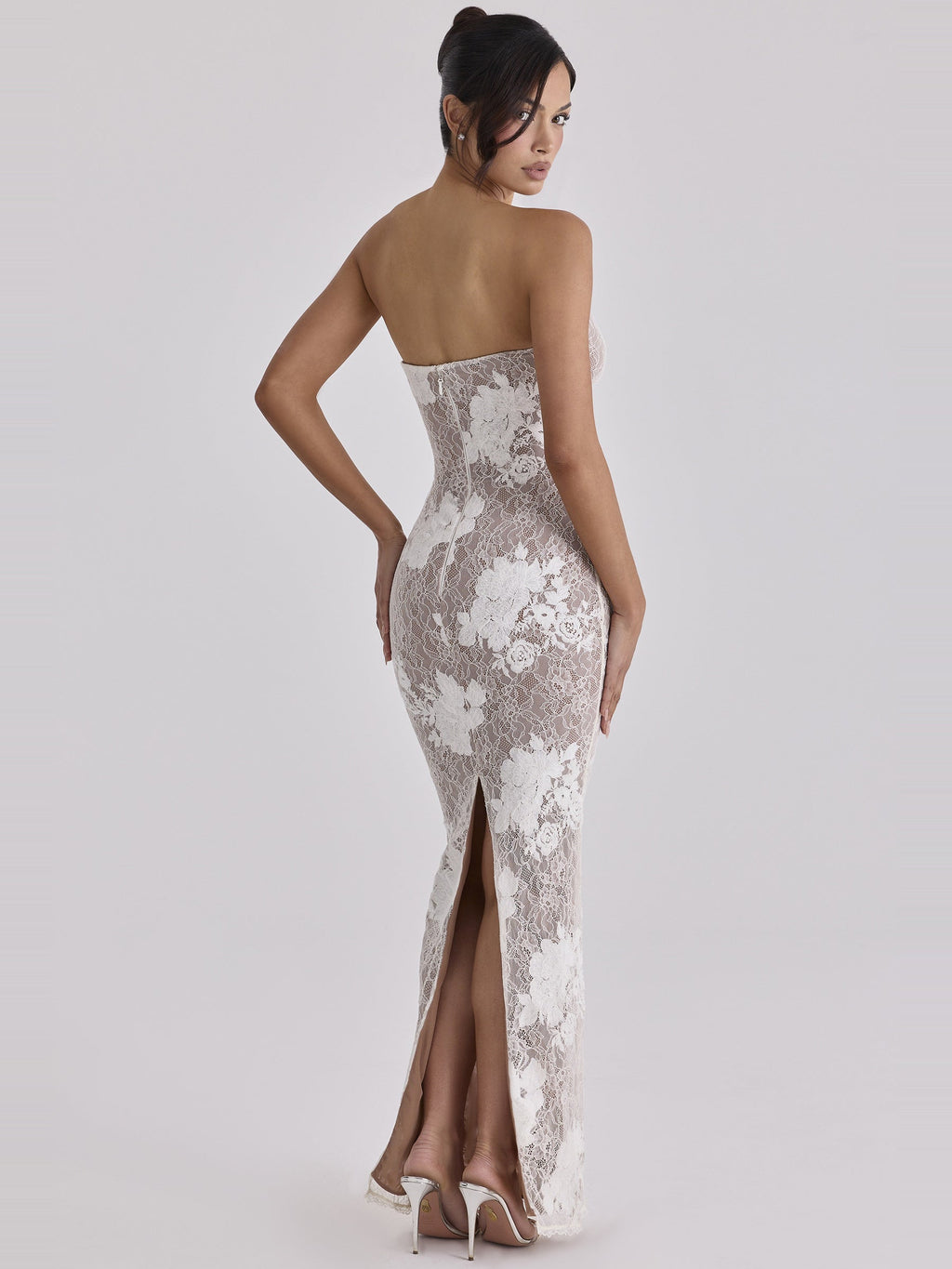 Lucienne Lace Corset Strapless Maxi Dress — Svelte Chic