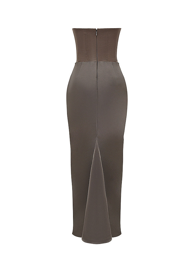 Persephone Strapless Corset Draped Maxi Dress — Svelte Chic