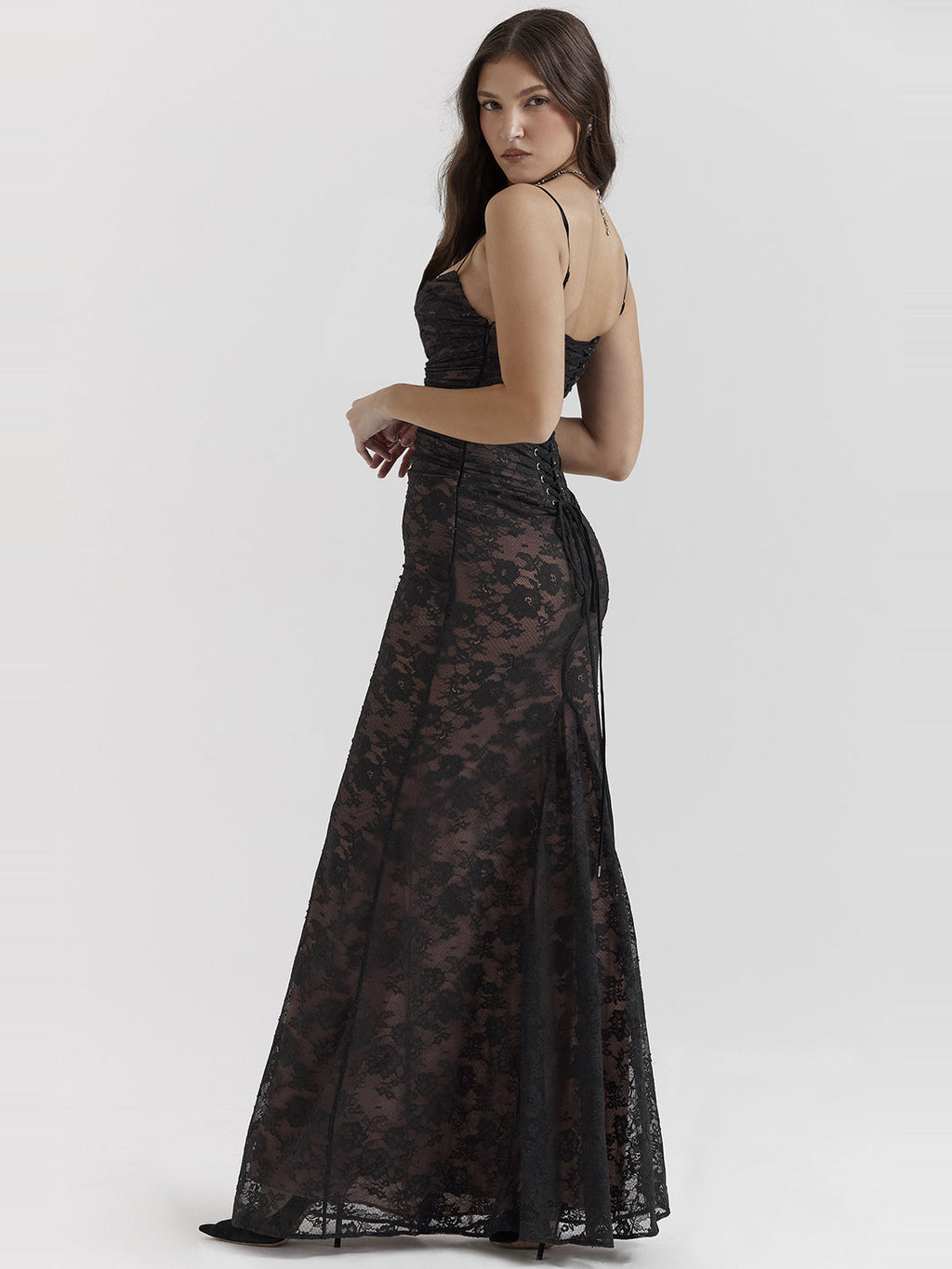 Artemis Corset Back Lace Maxi Dress — Svelte Chic