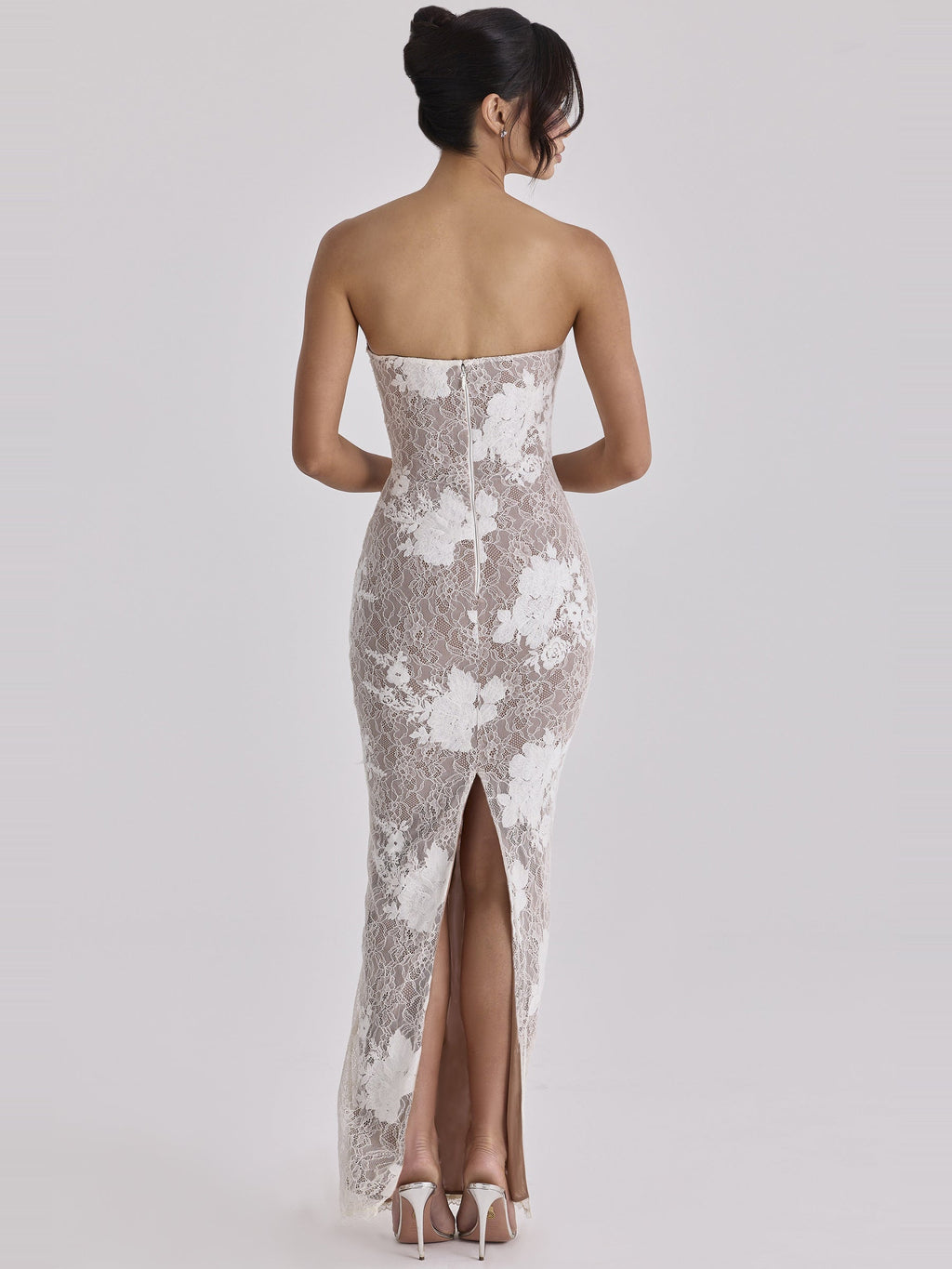 Lucienne Lace Corset Strapless Maxi Dress — Svelte Chic