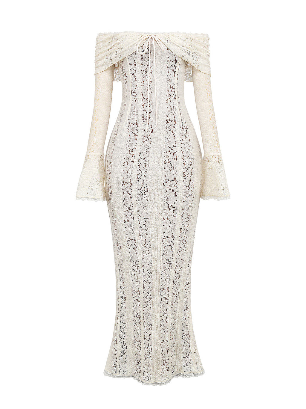 Belle Off Shoulder Floral Lace Maxi Dress — Svelte Chic