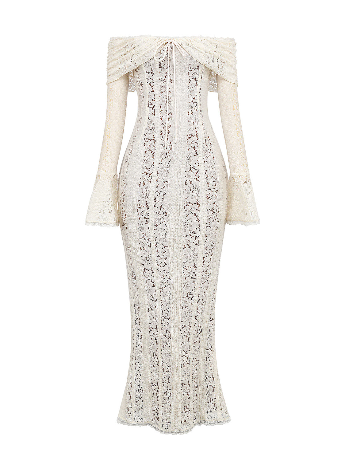 Belle Off Shoulder Floral Lace Maxi Dress — Svelte Chic