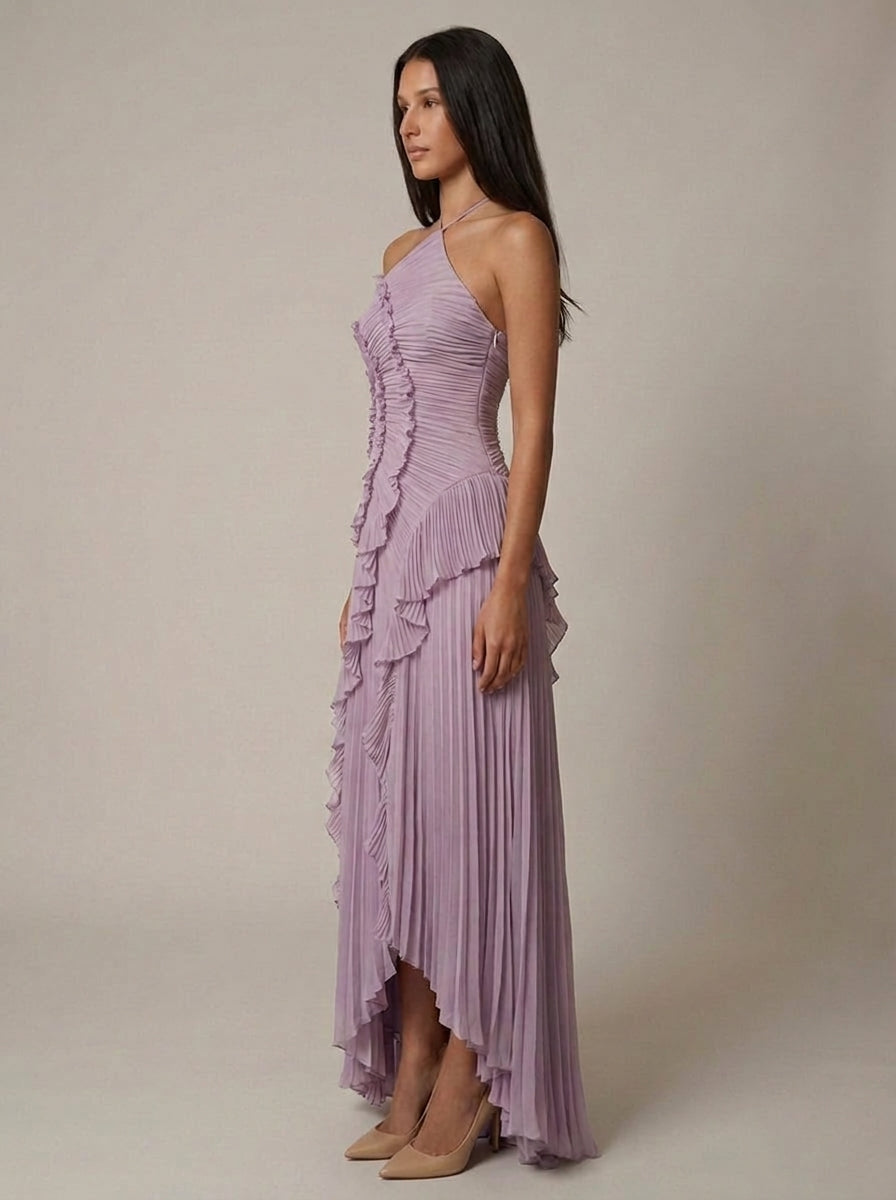Flora Halter Pleated Maxi Dress — Svelte Chic