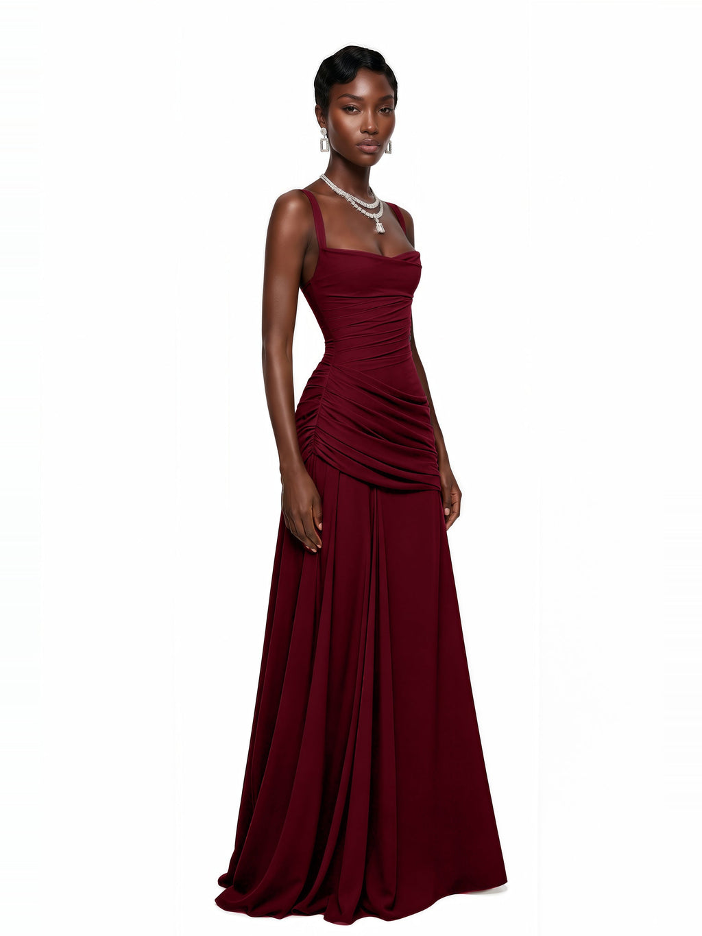 Sanne Gathered Corset Square Neck Maxi Dress — Svelte Chic