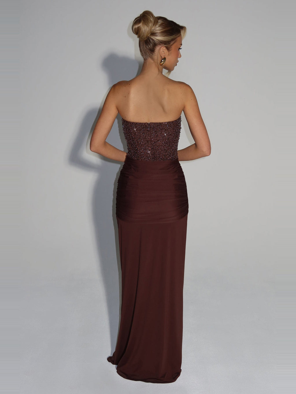 Carina Strapless Crystal Corset Maxi Dress — Svelte Chic