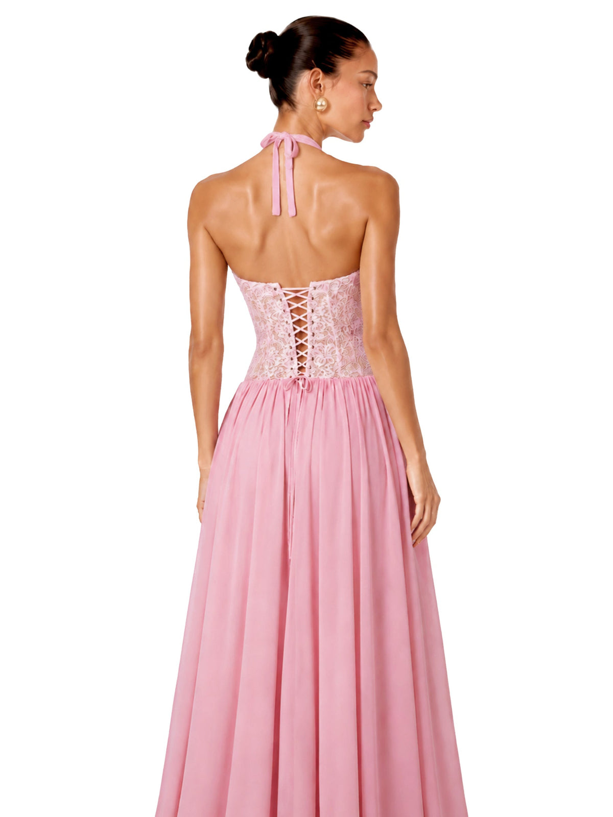 Joelle Halter Lace Corset Maxi Dress — Svelte Chic