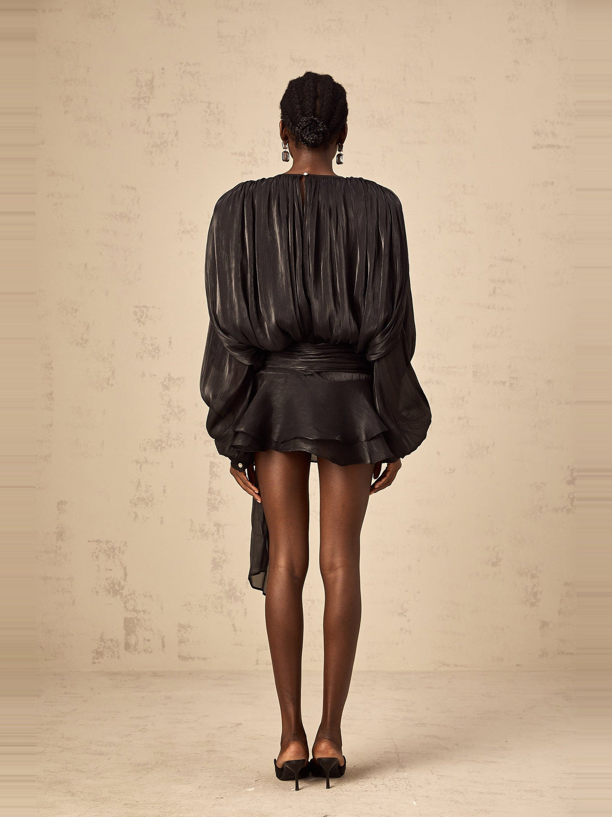 Eugenie Pleated Ruffle Mini Dress — Svelte Chic