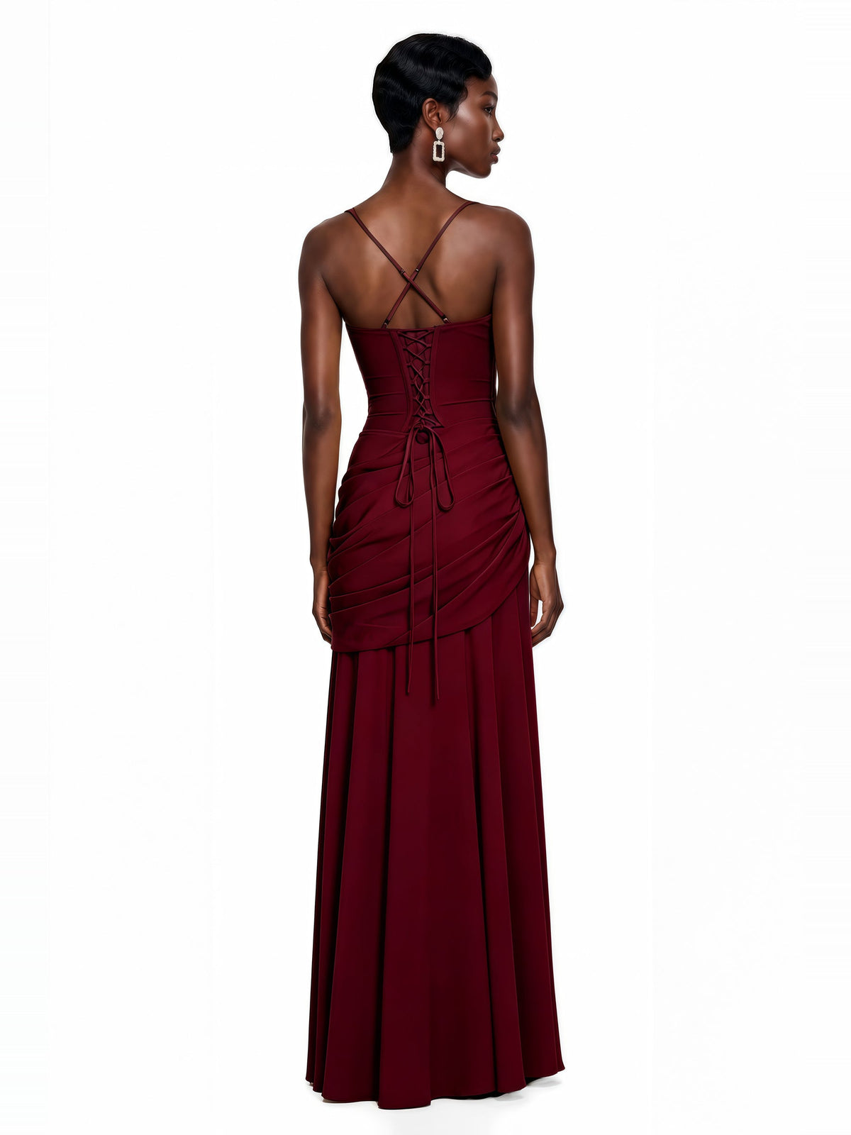 Sanne Gathered Corset Square Neck Maxi Dress — Svelte Chic