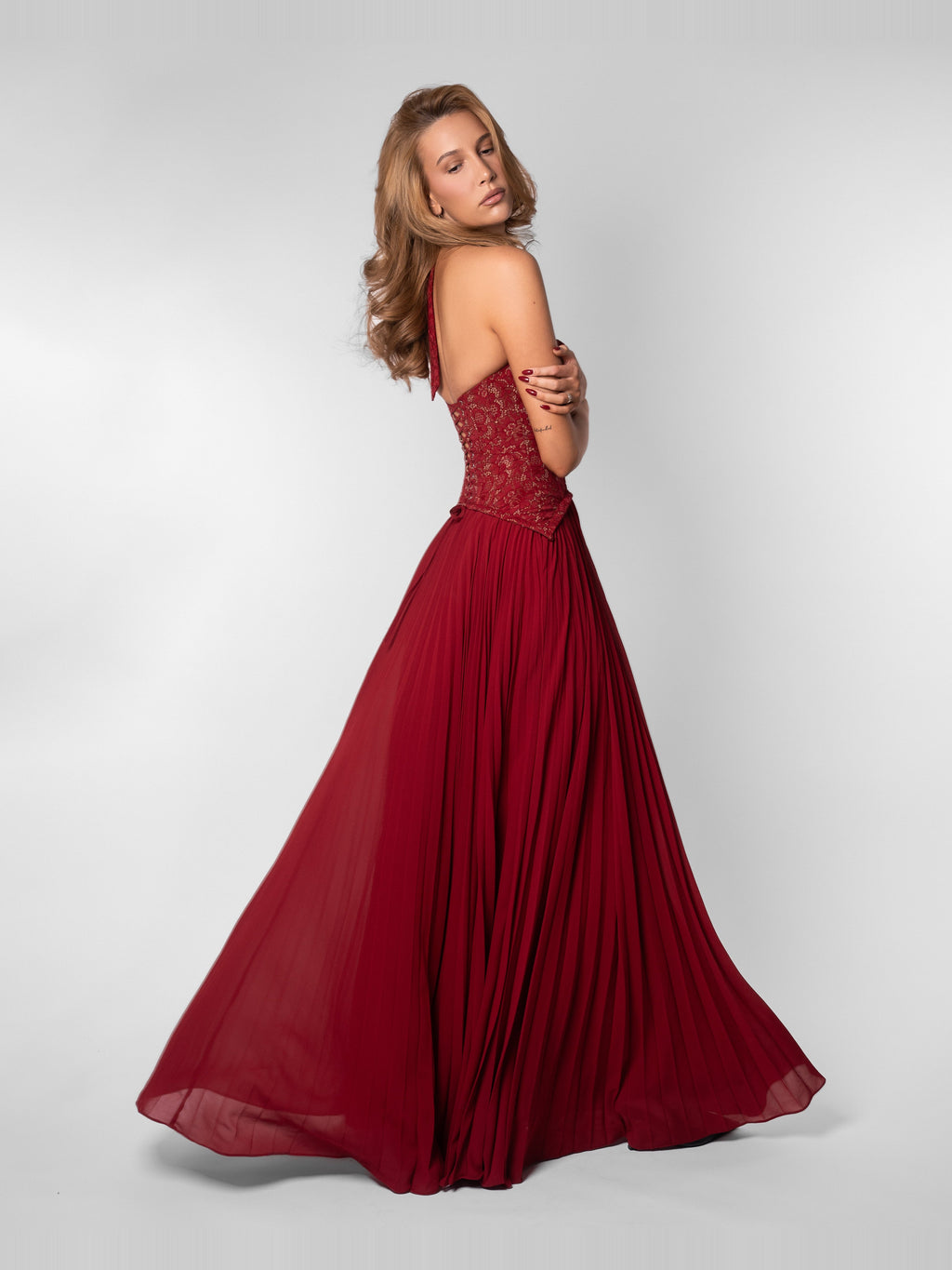 Gaia Halter Lace Corset Maxi Dress — Svelte Chic