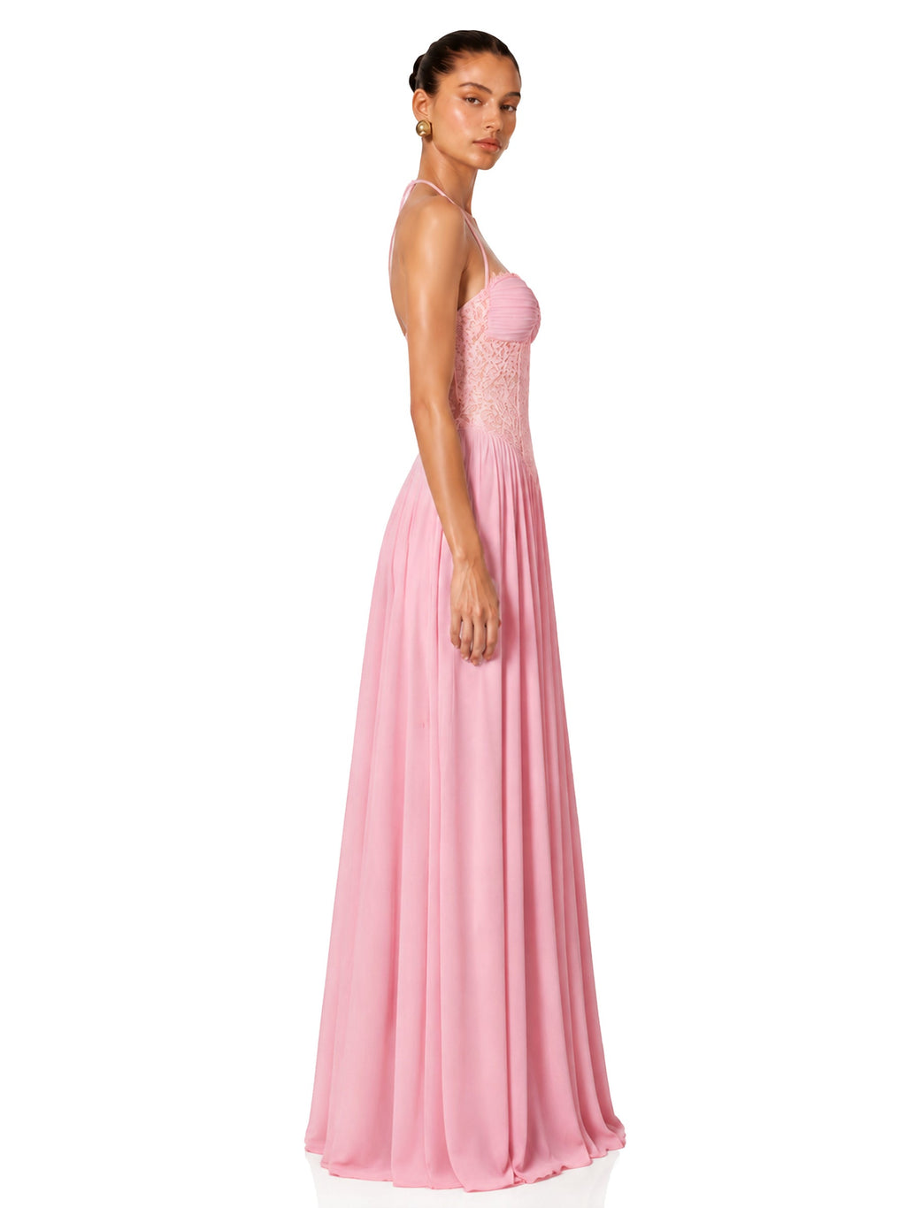 Joelle Halter Lace Corset Maxi Dress — Svelte Chic