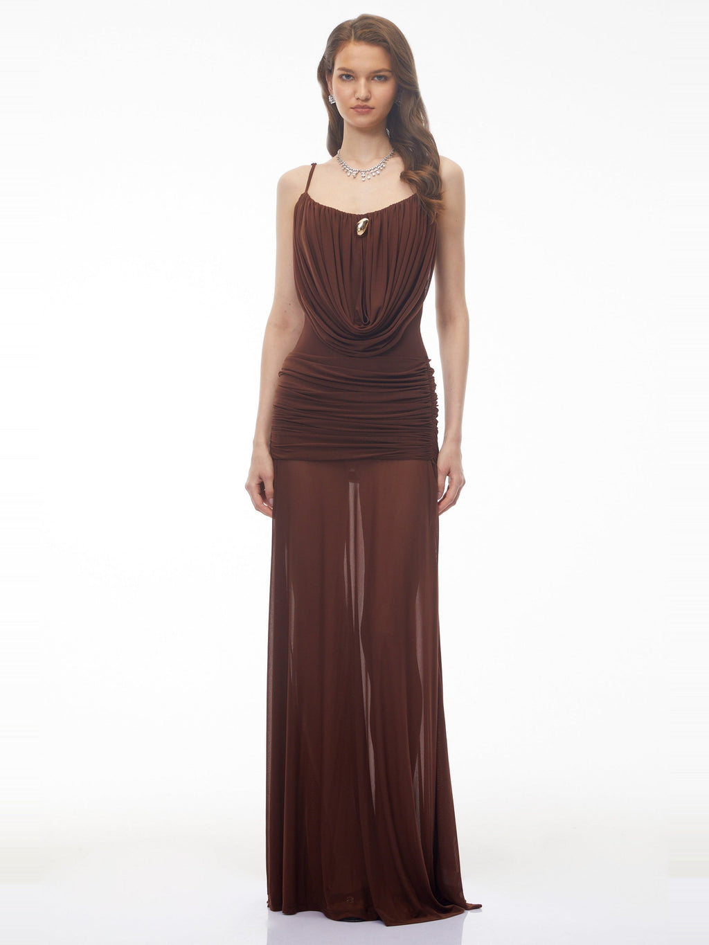 Mariana Gathered Cowl Neck Maxi Dress — Svelte Chic