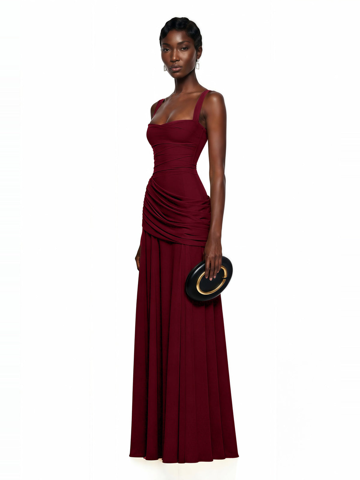 Sanne Gathered Corset Square Neck Maxi Dress — Svelte Chic