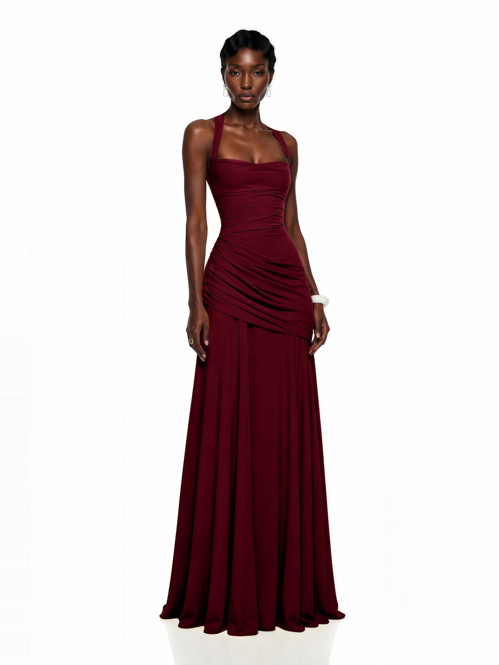 Sanne Gathered Corset Square Neck Maxi Dress — Svelte Chic