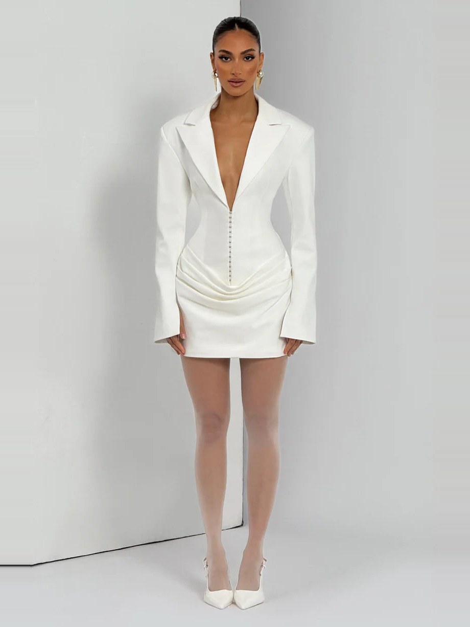Vanta Blazer Dress in White — Svelte Chic