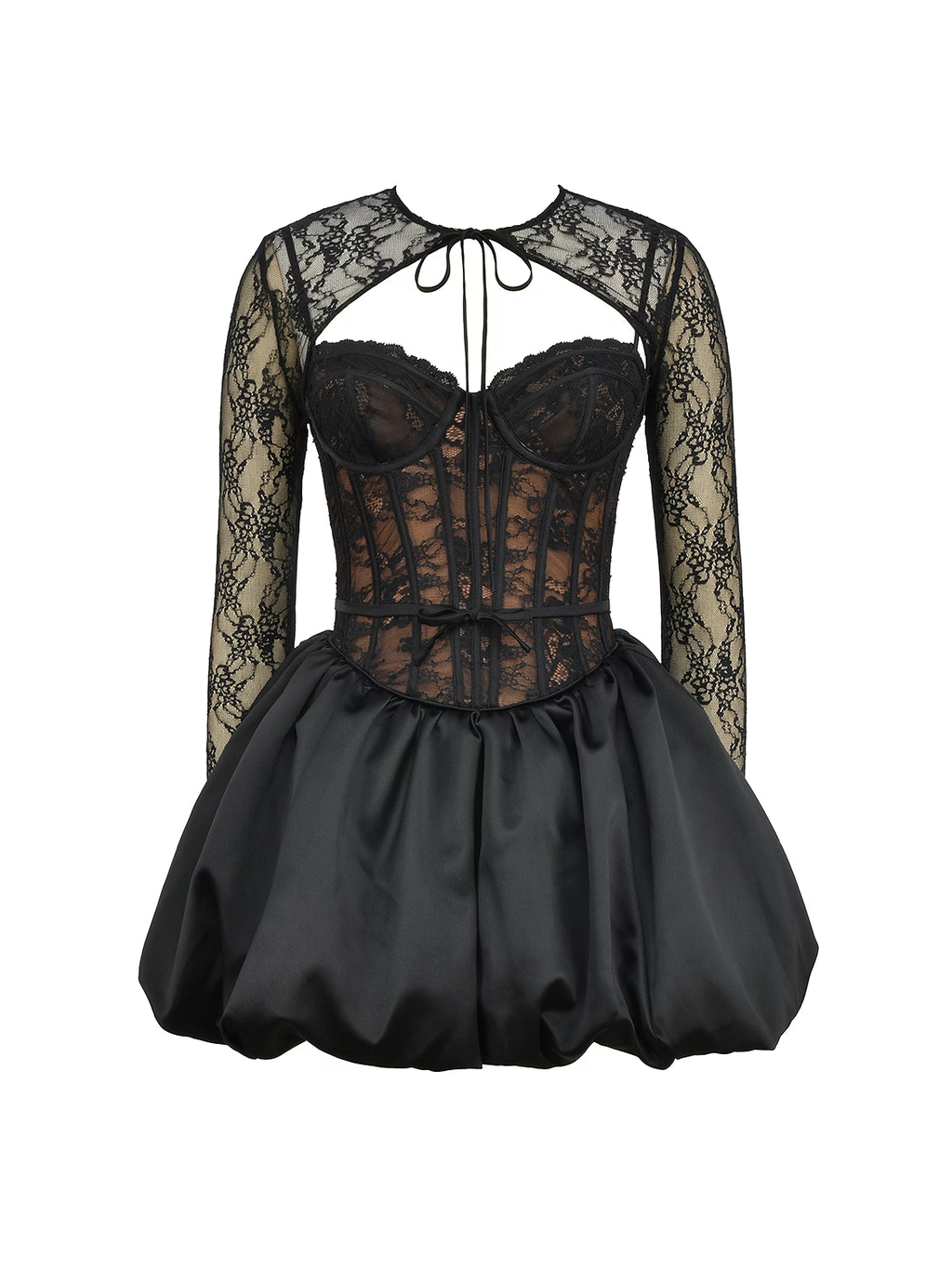 Floral Lace Mini Dress with Detachable Straps — Svelte Chic