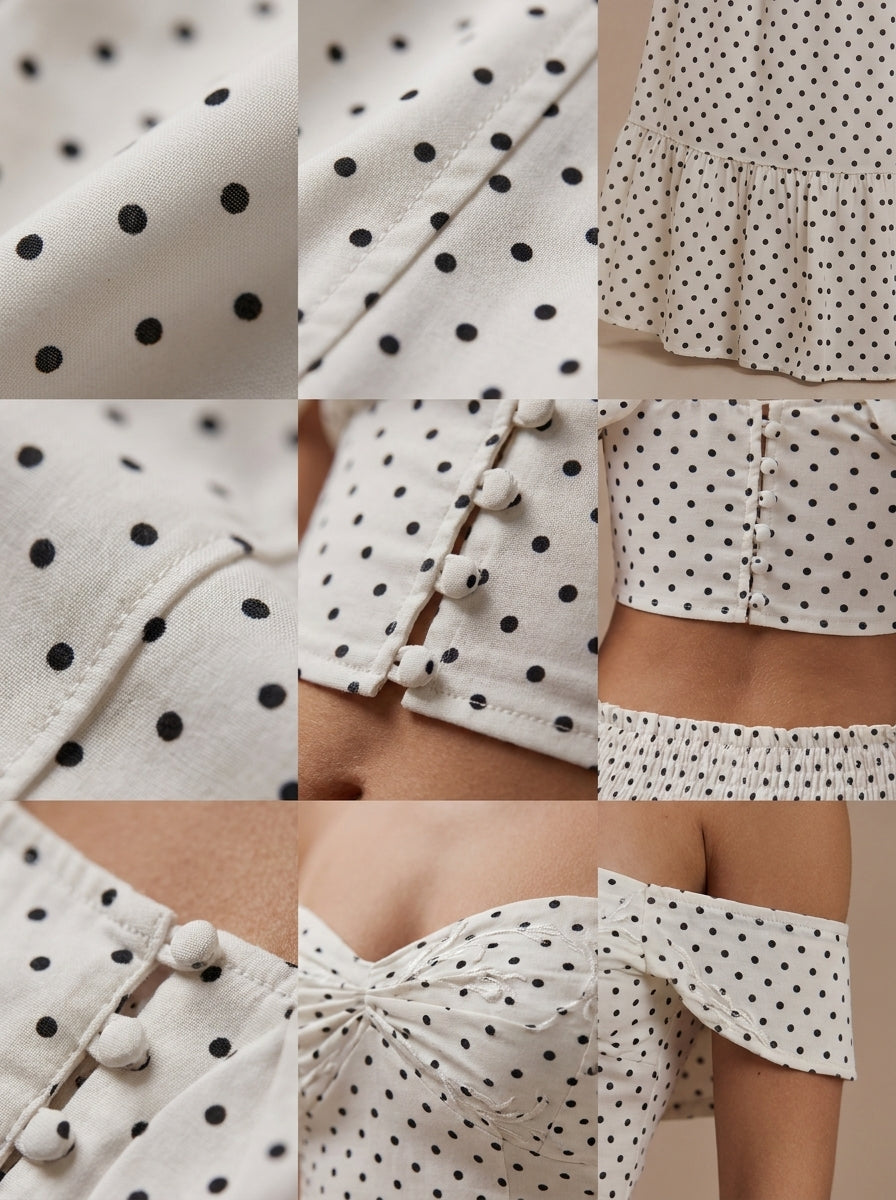 Draped Polka Dot Two Piece Set — Svelte Chic