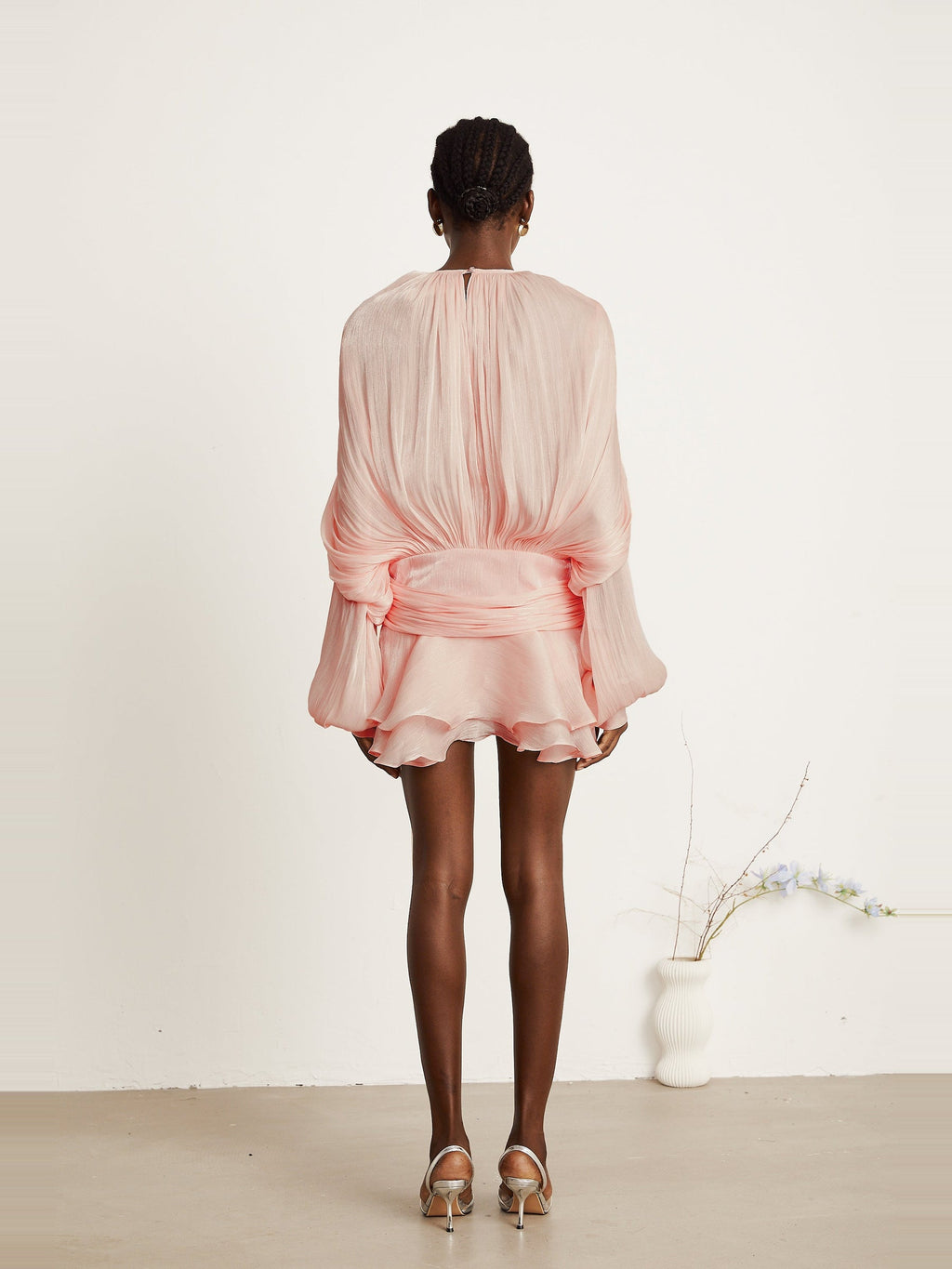 Eugenie Pleated Ruffle Mini Dress — Svelte Chic