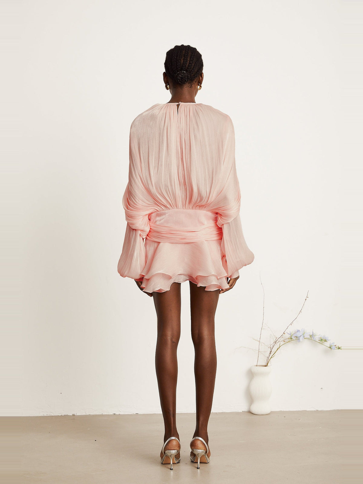 Eugenie Pleated Ruffle Mini Dress — Svelte Chic
