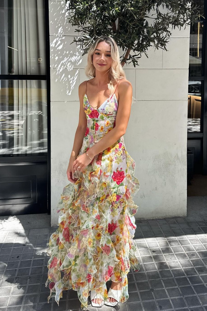 Saskia | Fırfırlı Maksi Elbise