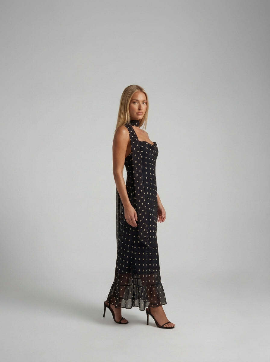 Noemia Polka Dot Maxi Dress — Svelte Chic
